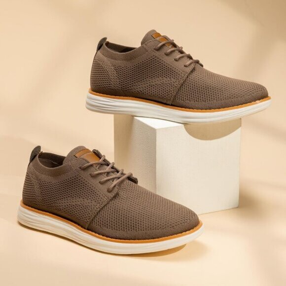 🆕Bruno Marc Men Light/Brown Knit Flex Mesh Oxfords Lace-Up Lightweight Sneakers - Picture 12 of 12